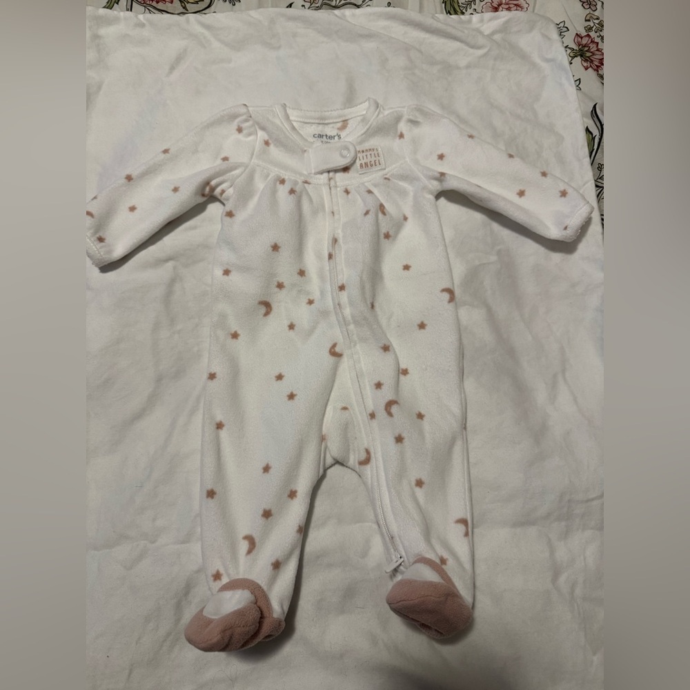 Carter's Cream and Brown Moon and Star Footie